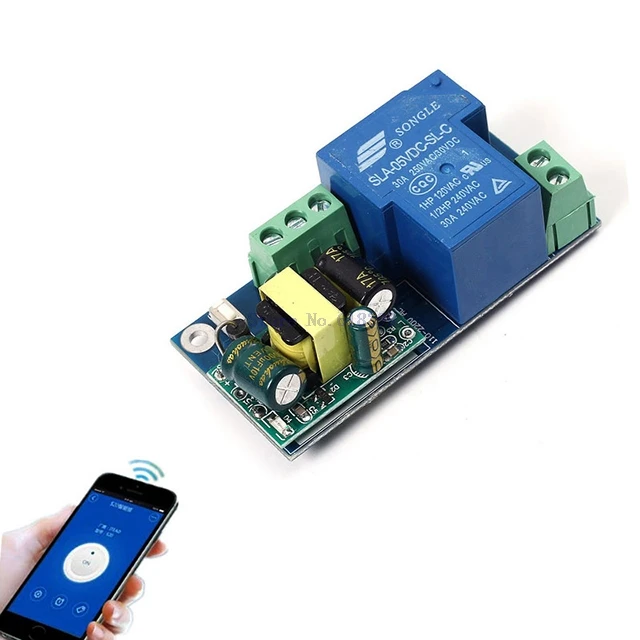 

A7-- High Power Wifi Relay Switch Module Inching Jog Mode AC 220V Phone Timer Remote Control 6.8x3.3x2.6cm PSA Wireless Smart Ho
