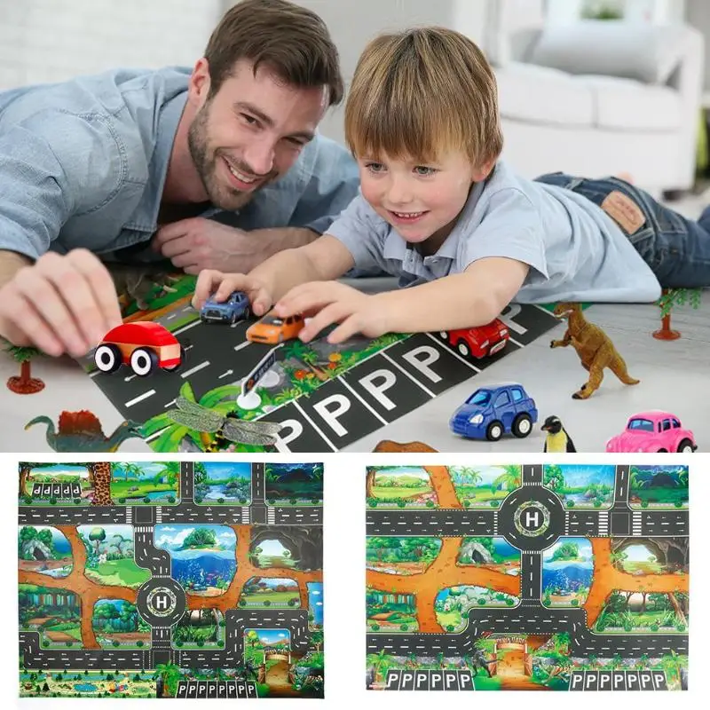 

Dinosaur Traffic Road Baby Crawling Play Mat Kids Climbing Floor Game Pad Durable & Comfortable Non-woven Baby Play Mat Kids Toy