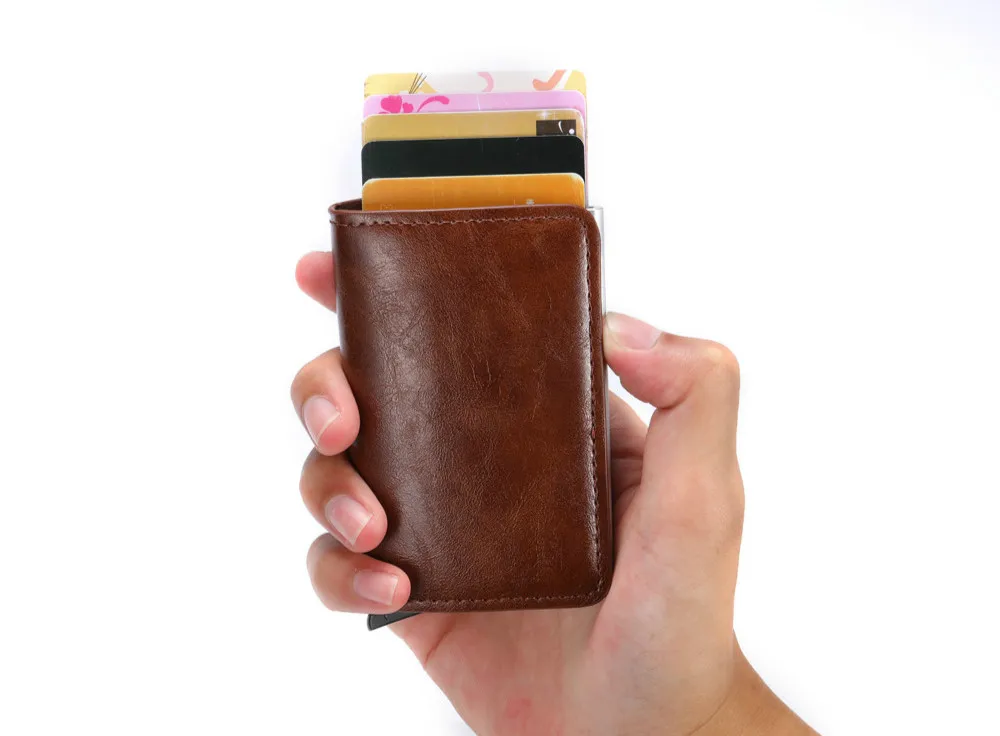 Bycobecy, RFID Bloking, английский стиль, кошелек, для мужчин и женщин, держатель для карт, металл, алюминий, твердый, тонкий, маленький, мини кошелек, Cartera Mujer