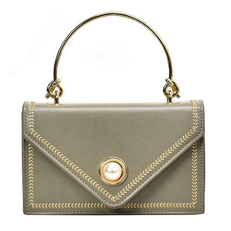 

Fashion Shoulder Bag Slung Female Bag Casual Pearl Clutch Bag Purse Small Square Bag