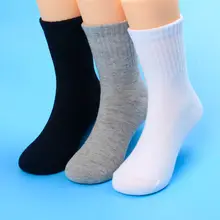 5 Pairs/Lot Children's socks Spring & Autumn Black White Grey Solid Student Sports Boys Socks Girls Socks Kids Socks for 2 4 6 8