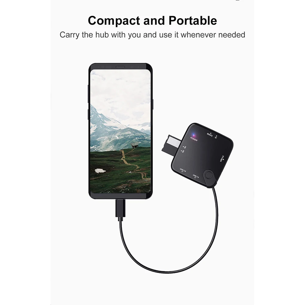 Plug And Play аксессуары черный кард-ридер type-c сплиттер TF портативный OTG адаптер USB C концентратор Карманный прочный внешний компьютер