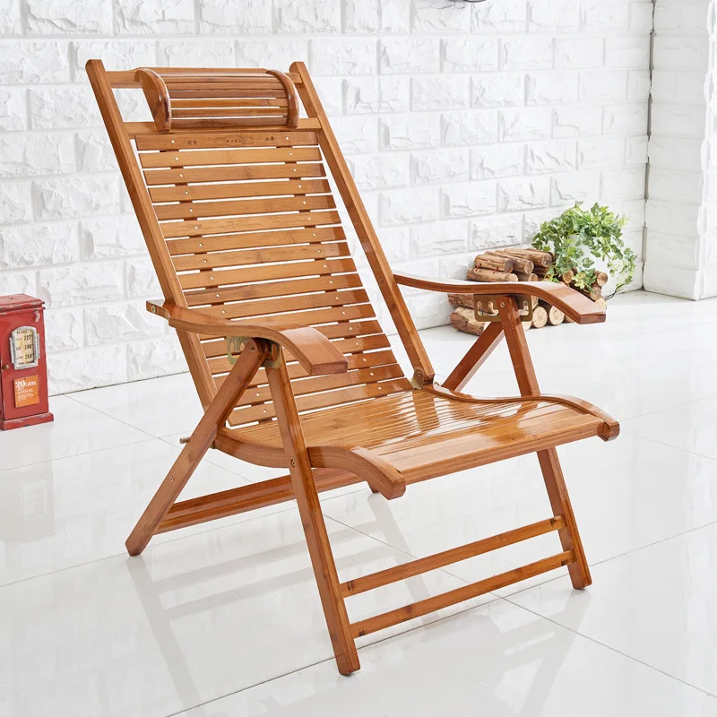 

Modern Foldadble Bamboo Garden Chair Recliner Reclining Back Indoor/Outdoor Balcony Furniture Chair For Patio Porch Balcony Deck
