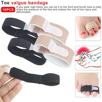 

10 Pcs Fabric Toe Finger Straightener Hammer Toe Hallux Valgus Corrector Bandage Toe Separator Splint Wraps Foot Care
