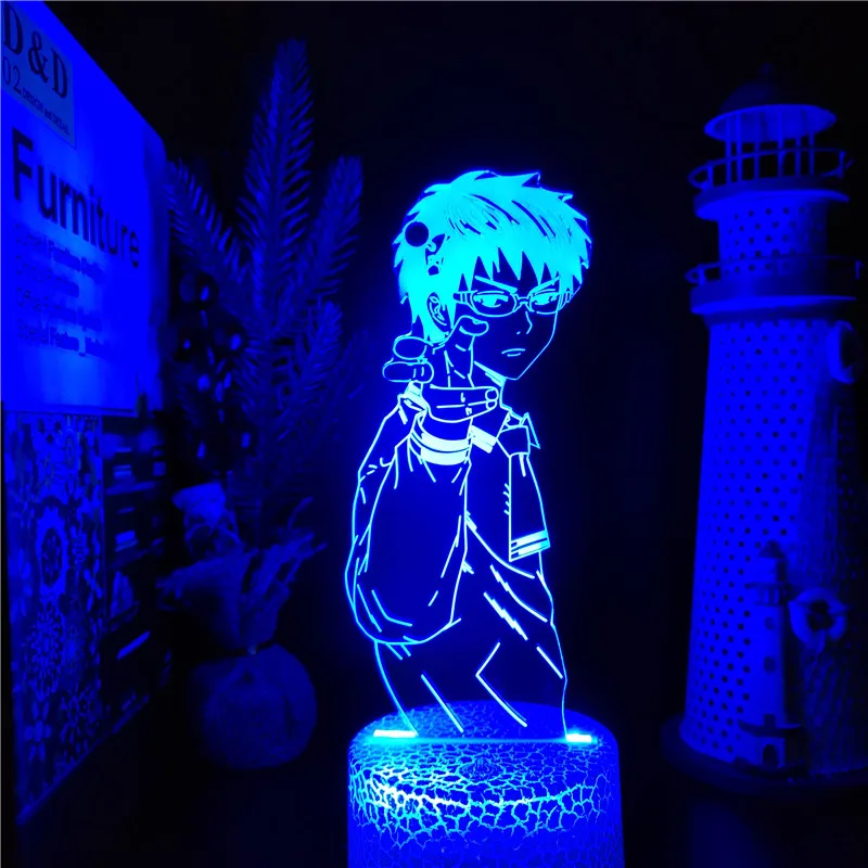 bright night light The Disastrous Life of Saiki K  3D Illusion Anime Lamp Nightlights 7 Color Changing Lampara Led For Christmas Gift 3d night light