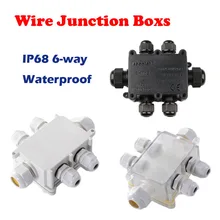 IP68 черный, белый цвет прозрачный Водонепроницаемый Пластик наружный кабель провода Разъем Железы электрическая 6-кабель распределительная коробка с терминала