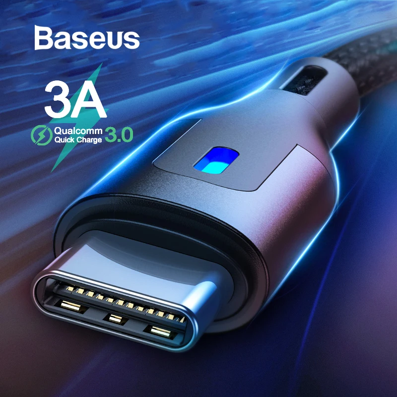 

Baseus USB Type C LED Cable Quick Charge 3.0 Type C Cable for Huawei Samsung S9 S8 Mobile Phone Fast Charging Wire USB C Cable