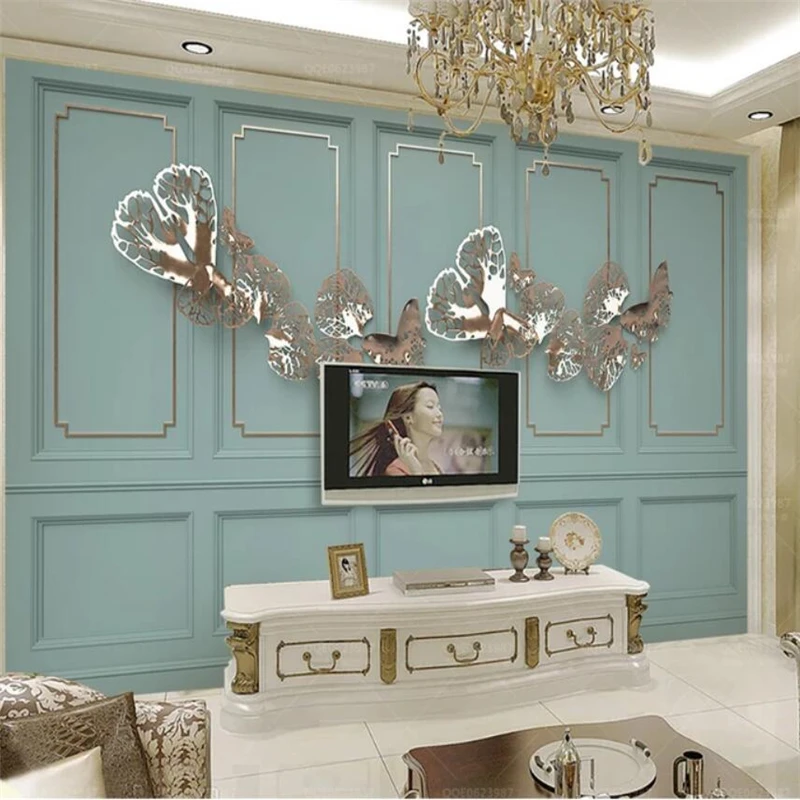 

Drop Shipping Custom Wallpaper Fashion 3d Metal Openwork Decorative Lattice European Style Wall Living Room Bedroom Wallpaper