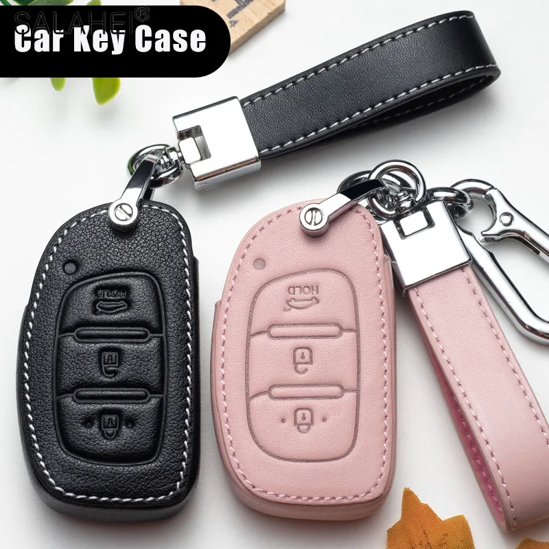 Кожаный чехол для автомобильных ключей Hyundai Tucson Sonata Fe Creta ix25 ix35 ix45 i10 i20 i30 i40 Verna Solaris