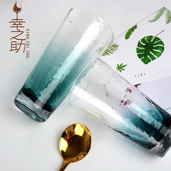 

Creativity Creative Drink Ink Blue Hammer Pattern Wine Glass Water Cup Household Heat Resistant Set Of Juice Champagne Vasos