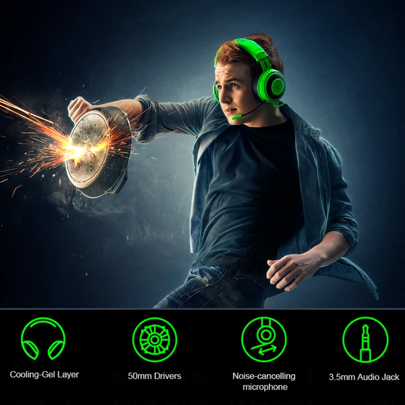 Новинка Kraken Pro V2 кристально-зеленые Игровые наушники для девушек с кошачьими