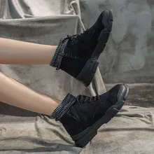 Женские зимние ботинки; повседневные ботильоны на платформе; женские ботильоны; коллекция года; зимняя женская повседневная обувь; женские модные K11-19 на плоской подошве