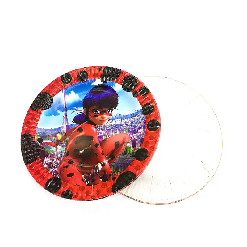 Plates-10pcs 1,08*1,8 м мультяшная чудесная божья коровка, пластиковая скатерть для девочек, вечерние украшения для детей, украшения для дня рождения, 1 шт - Цвет: Plates-10pcs