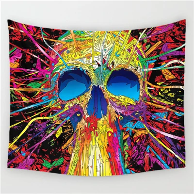 Pattern 1 Hippie Skull Tapestry Wall Hanging Psychedelic Carpet Wall Blanket Mandala Tapestry Art Women Ethnic Dorm Boho Decor Mural Beach - Цвет: Pattern 1