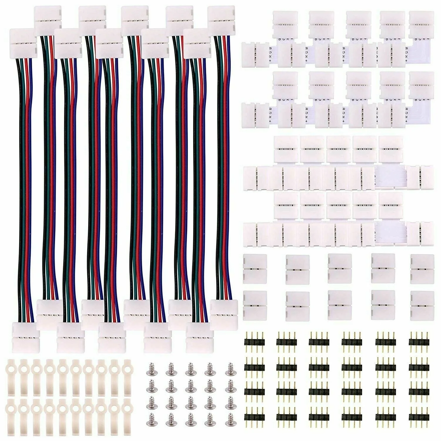 Newest 4 Pin RGB LED Strip Light Connector with Wire 3528/5050 8mm/10mm Width PCB Ribbon Cable Clip Adapter | Автомобили и
