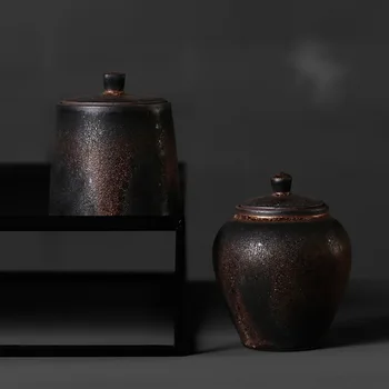 

Modern Personality Retro Japanese Ceramic Airtight Pot Stoneware Size Household Storage Tank Pu'er Packaging Tea Jar LB90107
