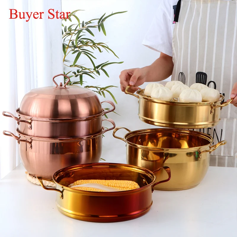 3-layers Stainless Steel Steamer Pot for Gas Stove Induction Cooker Household Steamed food Soup Cooking steaming cooker set double boiler