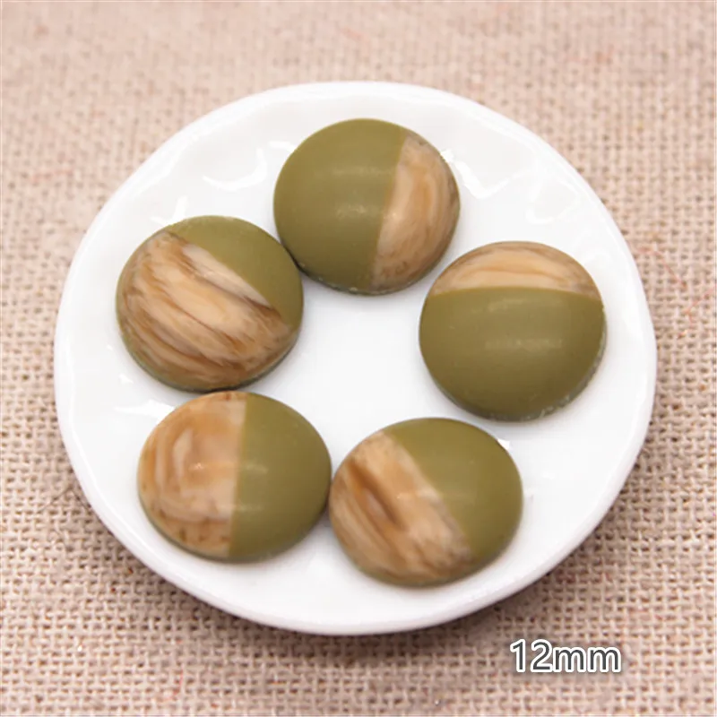 army green 50 шт., 12 мм, новинка, имитация дерева, круглый кабошон с плоской задней частью, сделай сам, кнопка ручной работы/заколка для волос/ювелирные аксессуары - Цвет: army green