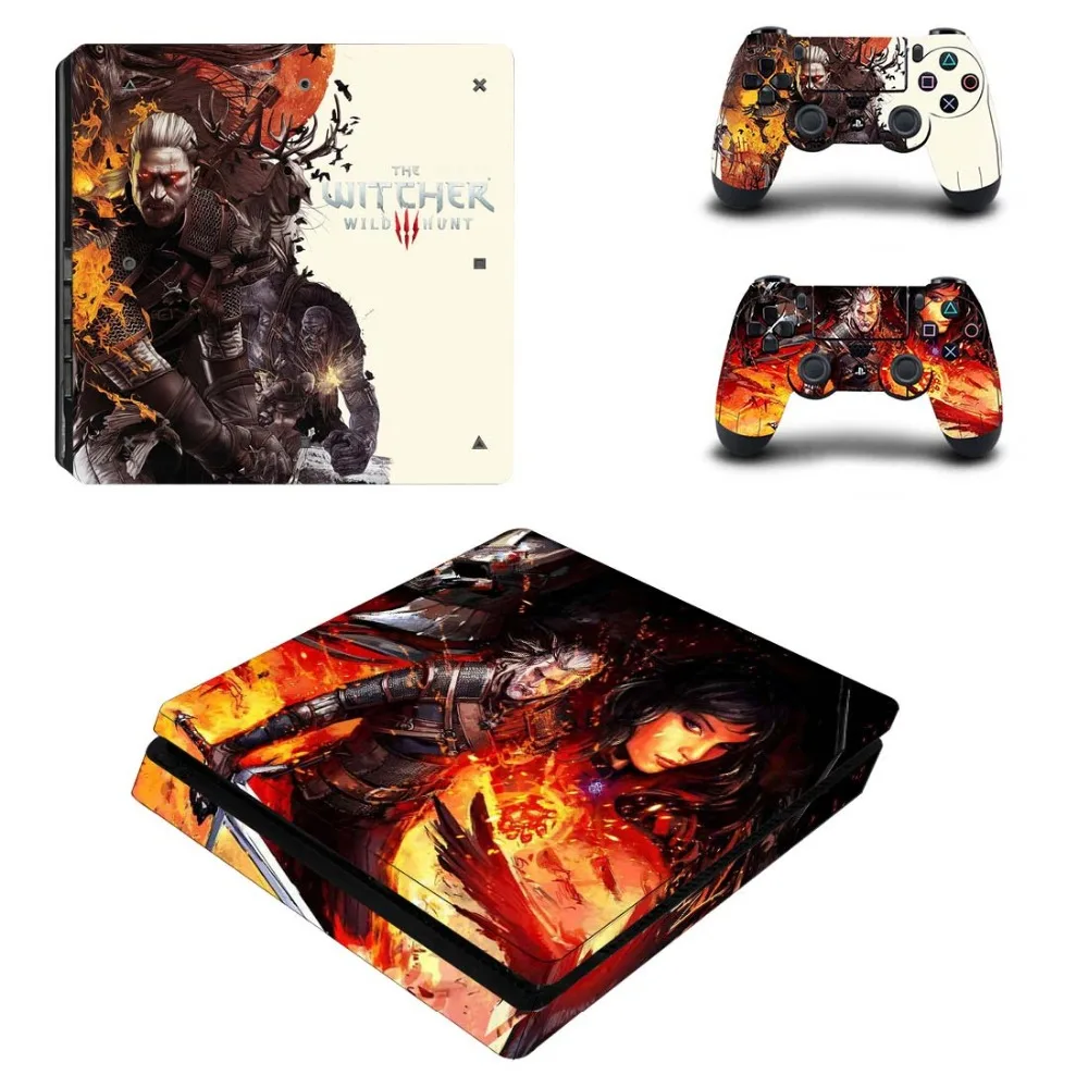 Ведьмак 3 Wild Hunter полная лицевая панель PS4 тонкая кожа Виниловая наклейка, стикер для Playstation 4 консоль и контроллер PS4 наклейка