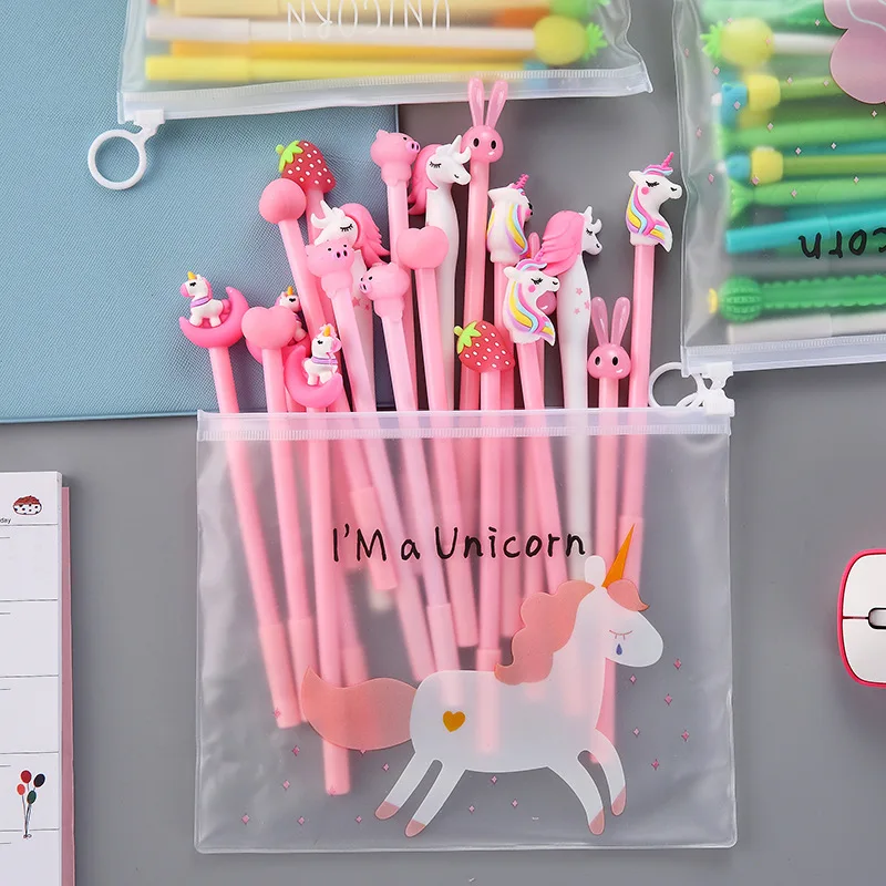 

20pcs cartoon gel pen set free pencil case student pen set creative kawaii student signature pen cute girl student supplies