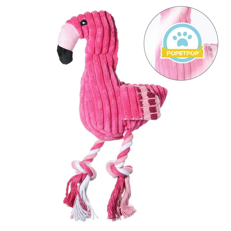 

Interactive Squeak Toy For Dog Puppy Cat Cute Pet Toy Corduroy Plush Flamingo Shape Teeth Clean Stuffed Interactive Toy