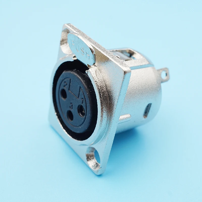 100pcs/lot 3Pin Xlr Audio Microphone Connector Female Jack Metal  Xlr Cannon Plug Panel Speaker Balance Cable Terminal Adapter