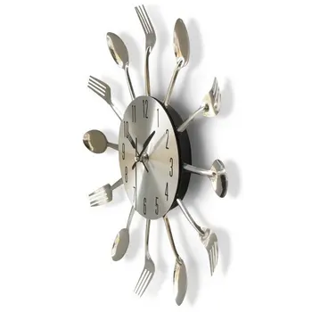 

Stainless Steel Knife Fork Spoon Kitchen Restaurant Wall Clock Home Decoration Wall Clocks Multifunctional Tools