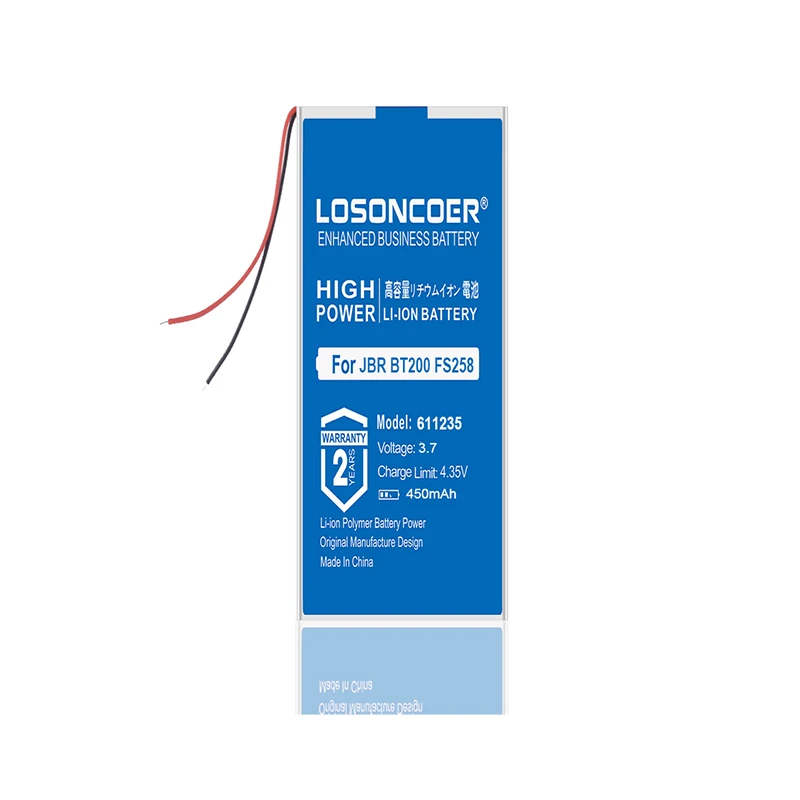 LOSONCOER 450 мАч 611235 601235 батарея для JBR BT200 FS258 Bluetooth гарнитура MP3 MP4 MP5 gps DVR динамик батарейки для смарт-часов