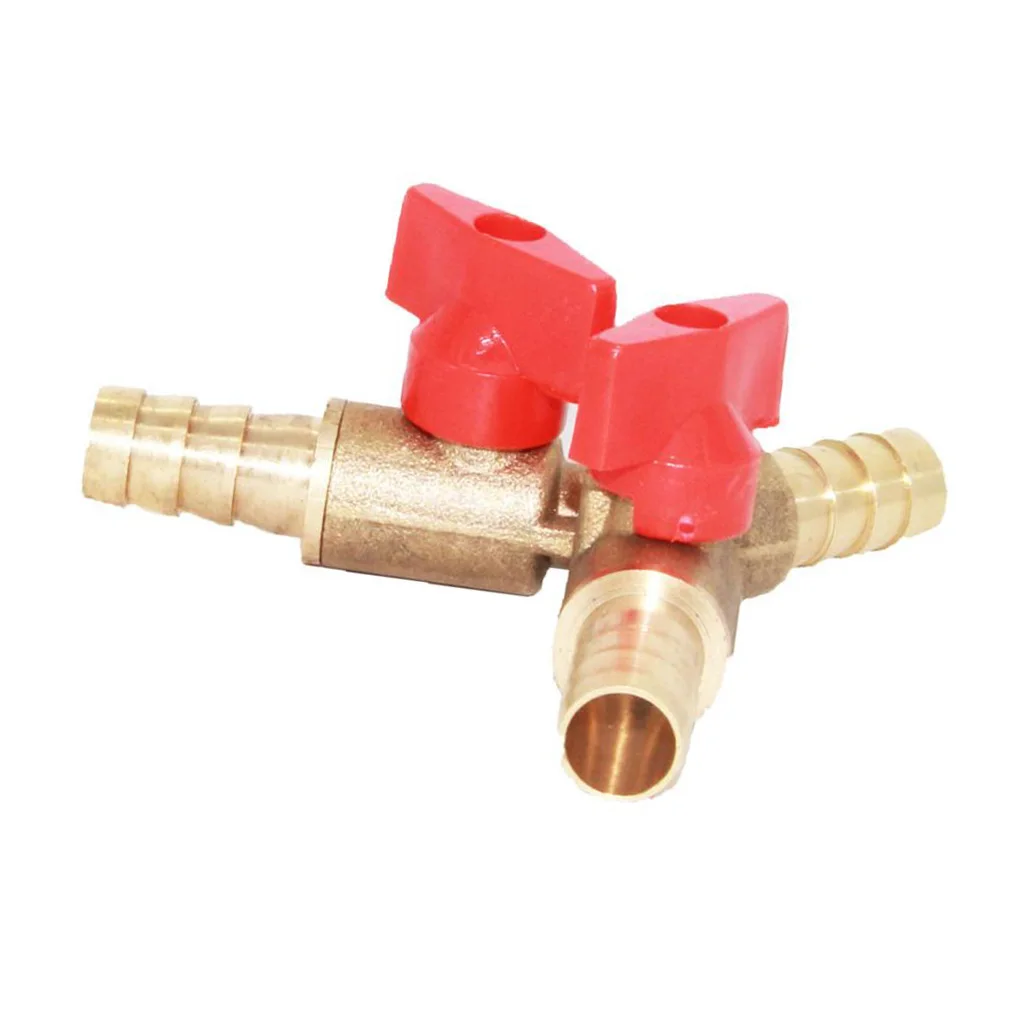 Clamp Tee Brass Y Shape 3-Way Shut Off Ball Valve Fitting Hose Fuel Gas Oil