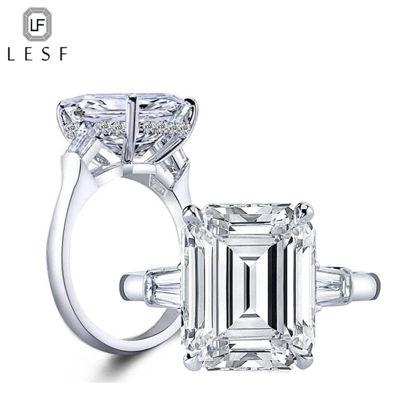 Ladies Jewelry Ring 5 Carat Emerald Moissanite 925 Sterling Silver Wedding Fashion Engagement Rings