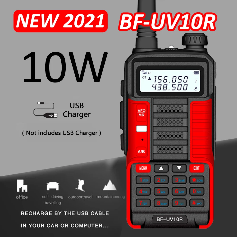 Baofeng-walkie-talkies de doble banda, Radio bidireccional, alta potencia, 128 canales, VHF, UHF, 2 vías, CB Ham, Baofeng UV-10R