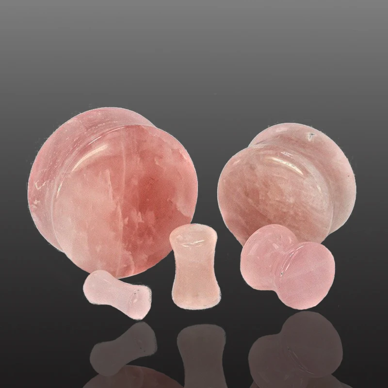 1Pair Pink Spar Ear Plugs Gauges Earrings Women Men Ear Plug Flesh Tunnel Piercing Expander Ear Stretcher Body Piercing Jewelry