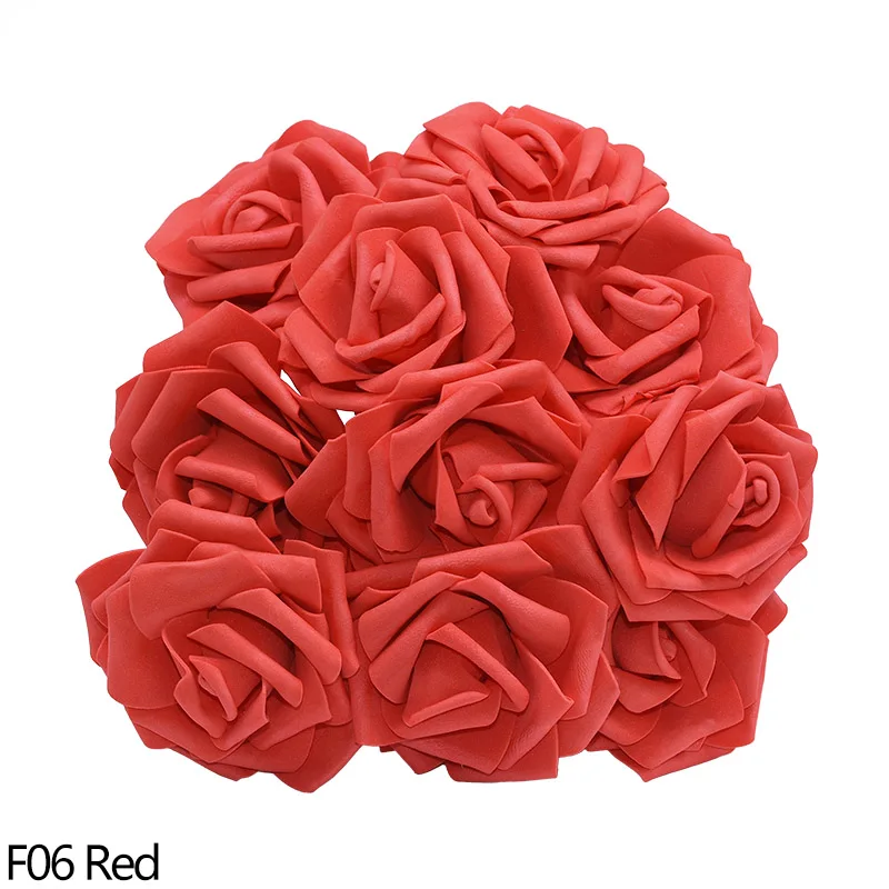 red 25 шт. 8 см, разные цвета, пена Роза из искусственных цветов, для невесты букет для Свадебные украшения дома декоративные цветы венок DIY аксессуары - Цвет: red