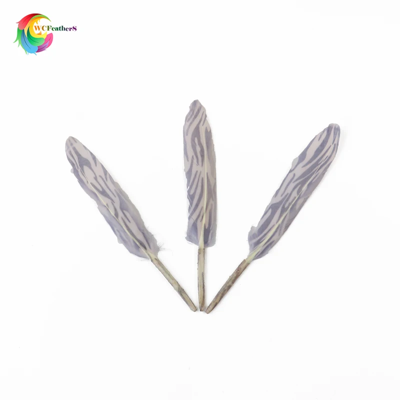 10pcs Beautiful Natural Goose Feather 4-6inches Printing Flower Feathers Wedding Jewelry Headdress DIY Crafts Feather