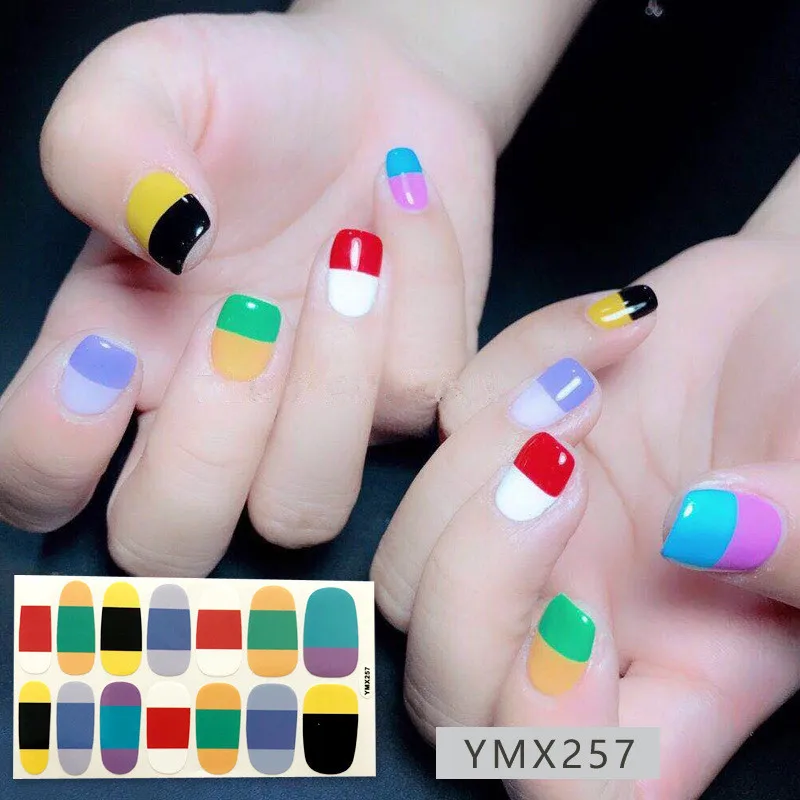 YMX257 1 лист, серия YMX, наклейка для ногтей, сетка в полоску, украшение для ногтей, снежинка, Полное Обертывание, самоклеющиеся кончики для ногтей, слайдер, сделай сам, маникюр - Цвет: YMX257