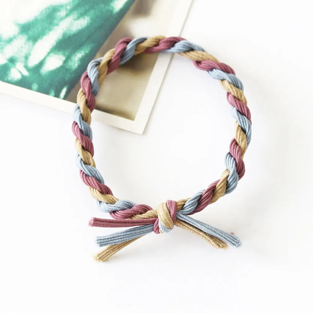

2019 Spring And Summer New Korean Version Of Tri-Color Combination Hair Rope For Women Girls Jewelry Gift