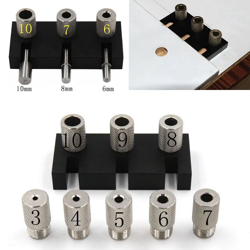3/4/5/6/7/8/9/10mm Doweling Jig Pocket Hole Kit Self-centering Vertical Drilling Guide Woodworking Locator Puncher DIY tools | Инструменты