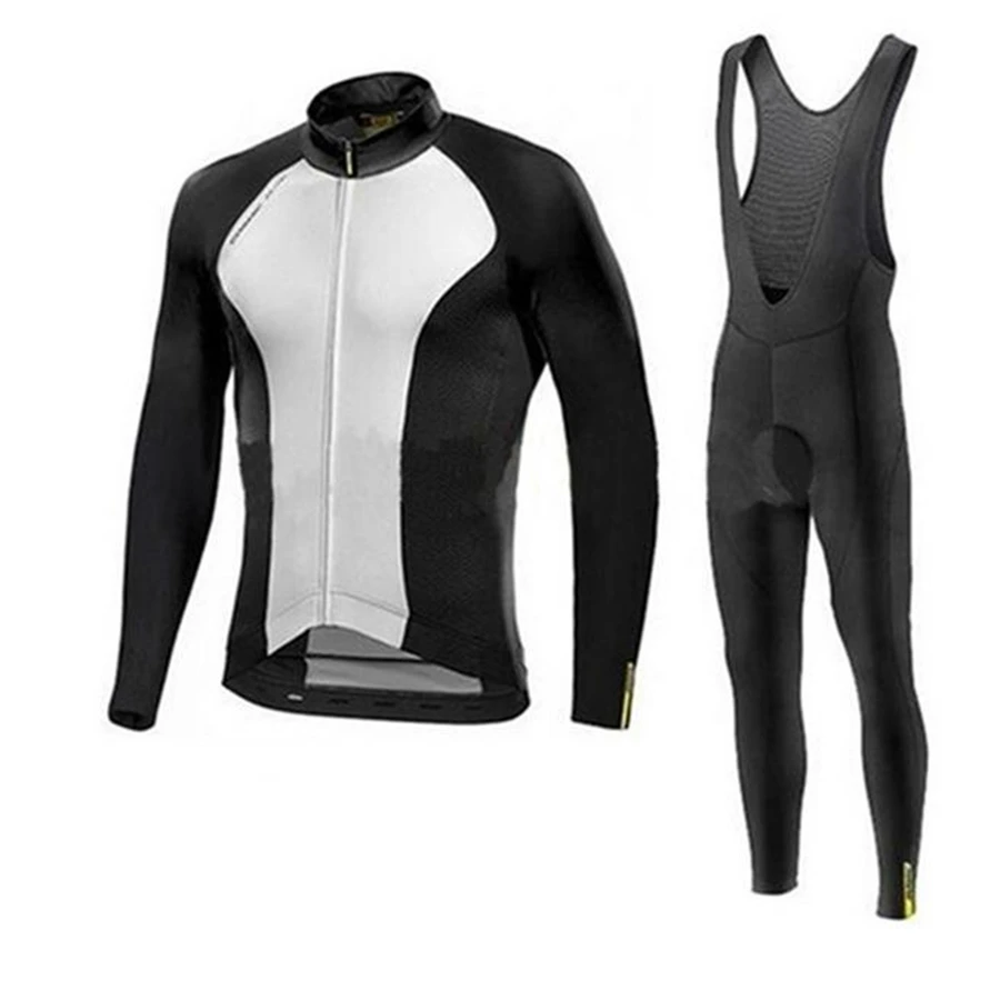 MAVIC мужская одежда зимняя флисовая велосипедная Майо mtb с длинным рукавом набор ciclismo велосипедная длинная Джерси набор нагрудник брюки - Цвет: black1