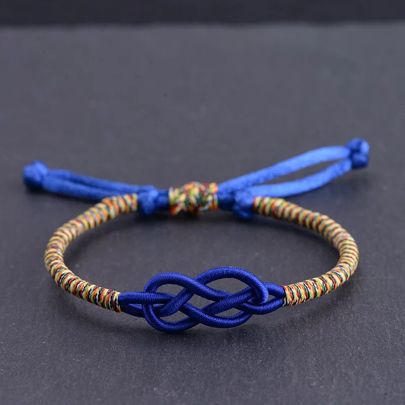 FNJ браслет Бесконечность ручной работы браслеты для женщин ювелирные изделия Синий Желтый Веревка Цепь