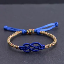 FNJ браслет Бесконечность ручной работы браслеты для женщин ювелирные изделия Синий Желтый Веревка Цепь