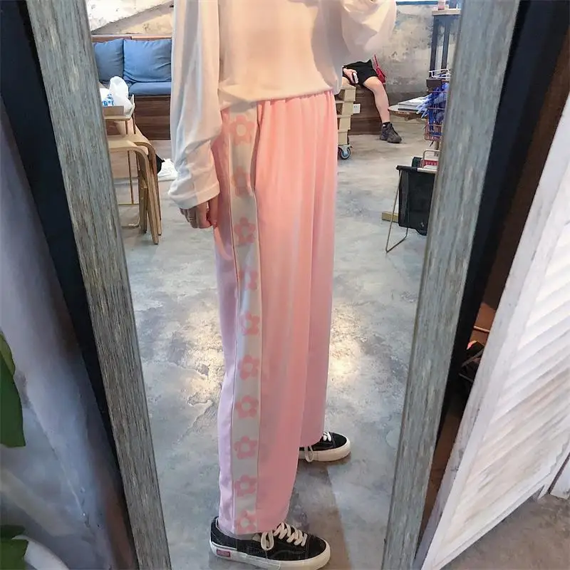 Женские брюки японские Kawaii Harajuku Ulzzang свободные повседневные брюки с принтом Женская Корейская Милая одежда для женщин
