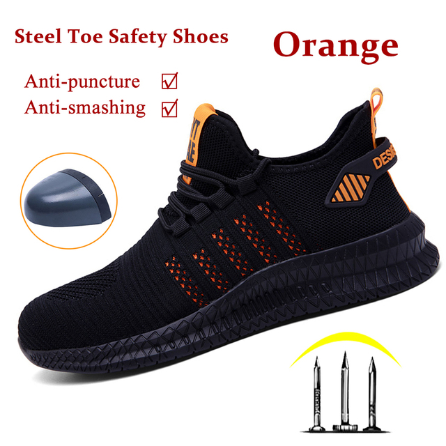 Safety Shoes Steel Toe Construction Protective Footwear Lightweight 3D Shockproof Work Sneaker Shoes for Men or Women