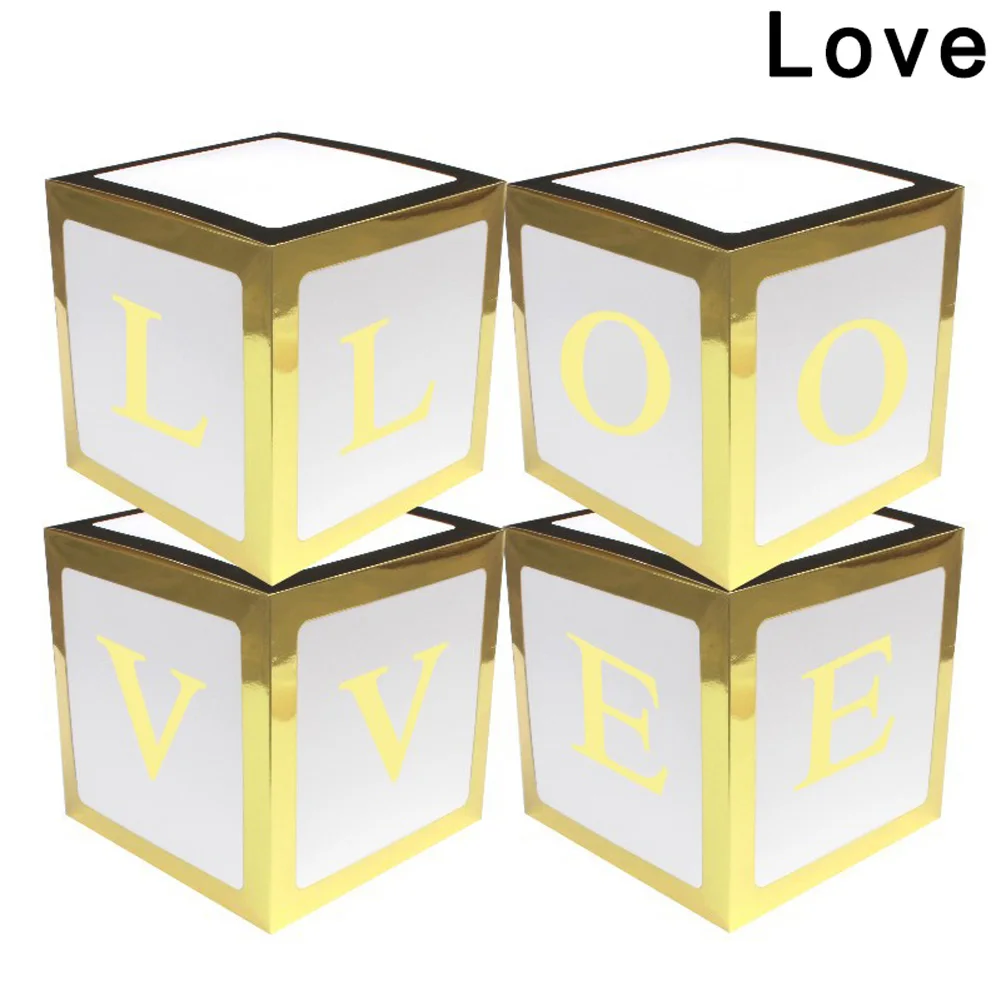 Gold LOVE 4 шт./компл. Baby Shower вечерние декоративный шар коробка прозрачный картонная коробка, рождественский подарок, LBShipping - Цвет: Gold LOVE