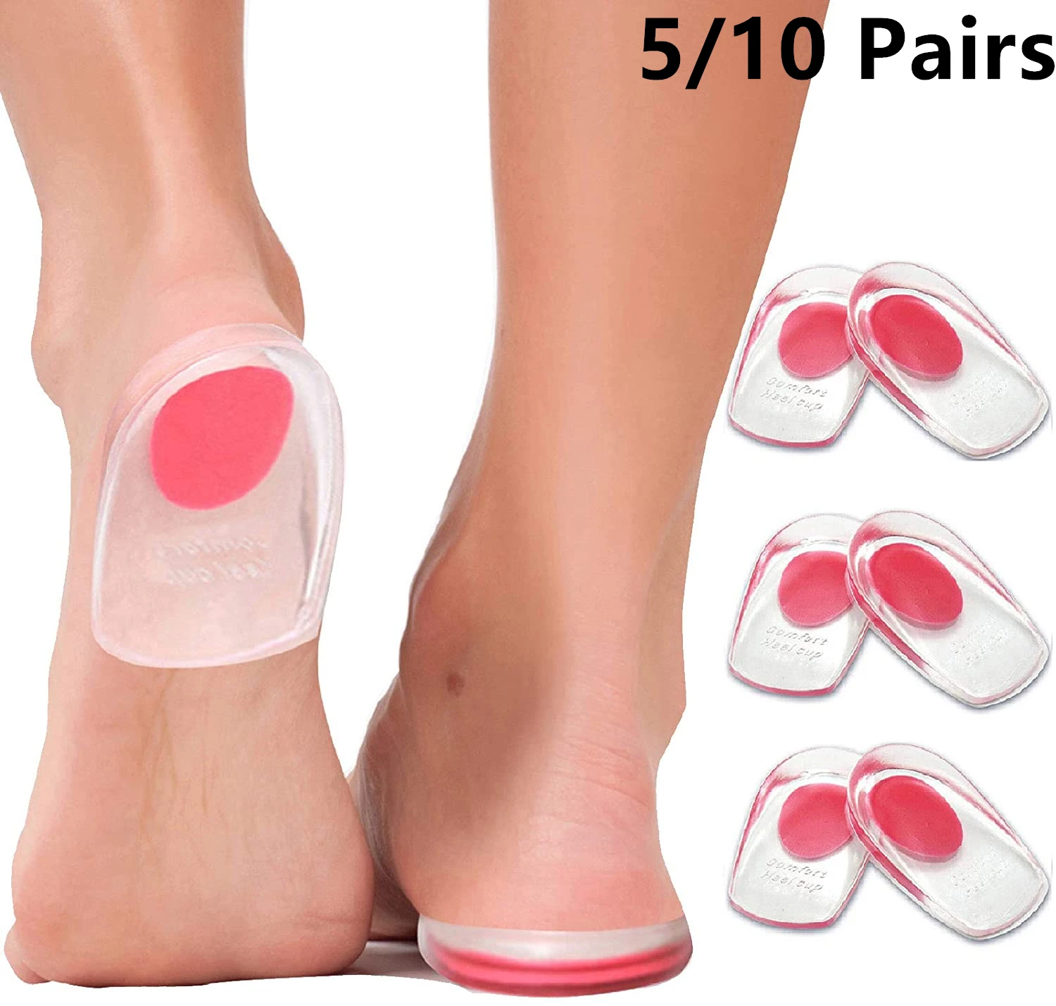 

New style Gel Heel Cups Plantar Insert-Silicone Heel Cup Pads for Bone Spurs Pain Relief Protectors of Your Sore or Bruised Feet