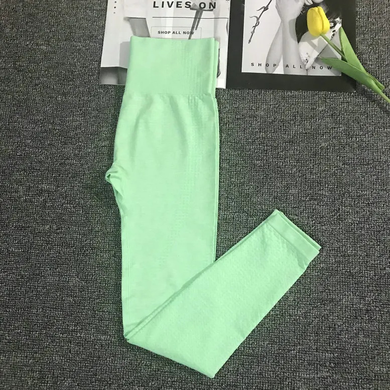 Green Новинка, 12 цветов, Vital, высокая талия, бесшовные Леггинсы для йоги, для женщин, для тренировок, бега, спортивные штаны, пуш-ап, для фитнеса, тренажерного зала, леггинсы, колготки - Цвет: Green