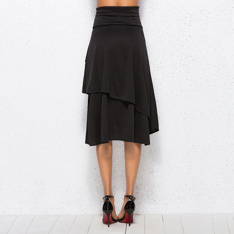 Women's mid-Long Skirt High Waist Punk Rock Retro Clothing Solid Color Skirt Female Irregular Hem Lace-Up Skirt Plus Size