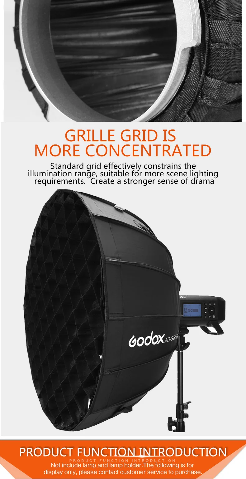 Godox AD-S85S 85 см Глубокий параболический софтбокс с сотовой сеткой Godox крепление софтбокс для AD400PRO