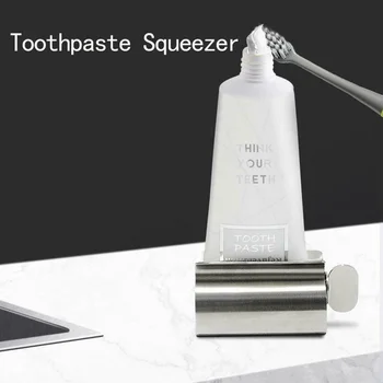 

Bathroom Accessories Set Rolling Toothpaste Squeezer Tube Toothpaste Dispenser Toothbrush Holder Rack Stainless Steel Dispenser