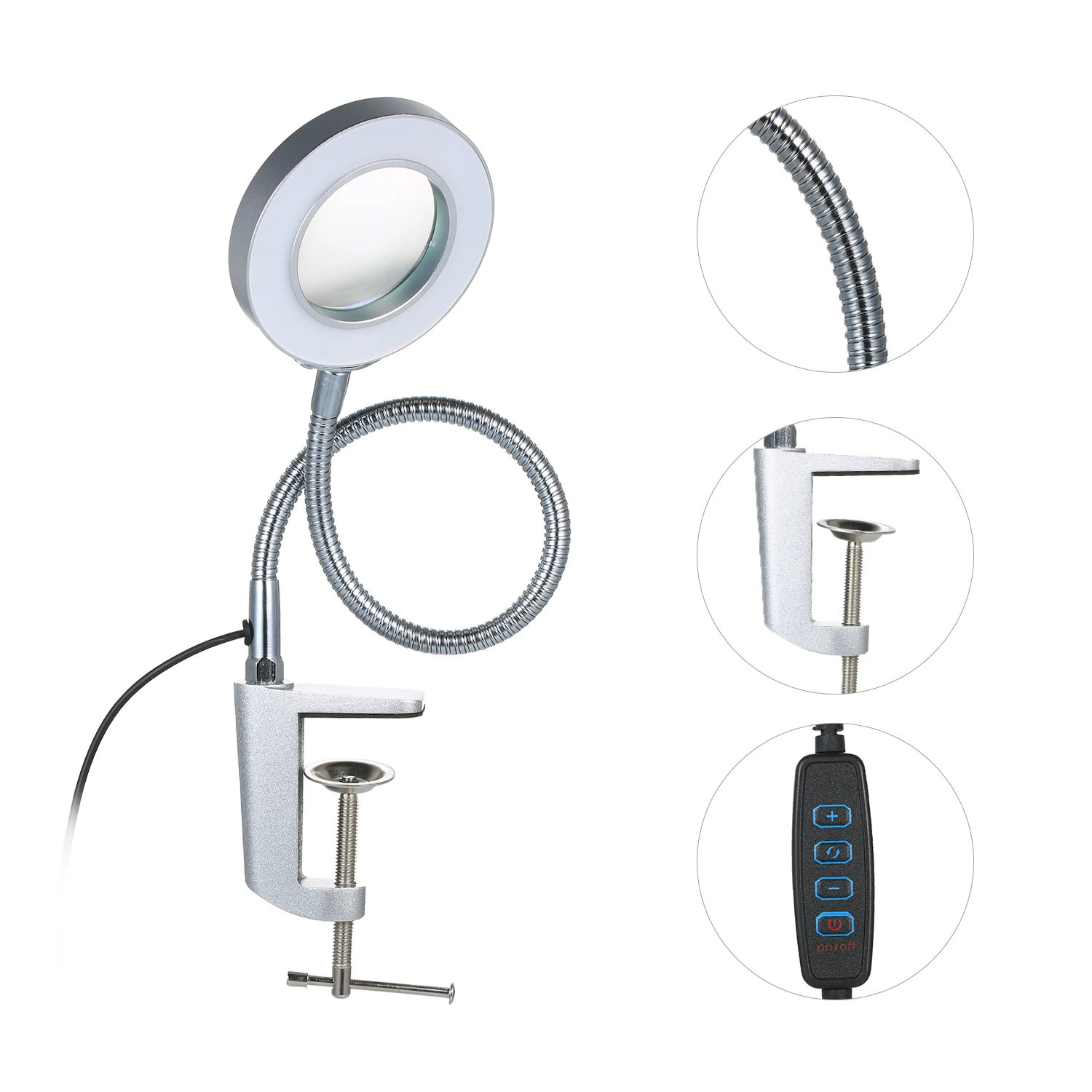 Увеличительное стекло 3X USB Настольная Зажимная Лупа увеличительное стекло с светодиодный светильник Лупа с подсветкой