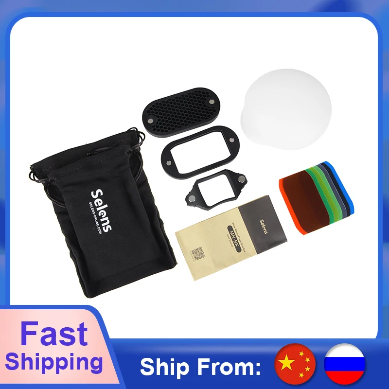 

Selens 7 цветов фильтры сотовые сетки светильник Sphere Bounce Snoot Grip светильник ing модификатор с магнитной для вспышки аксессуары комплект